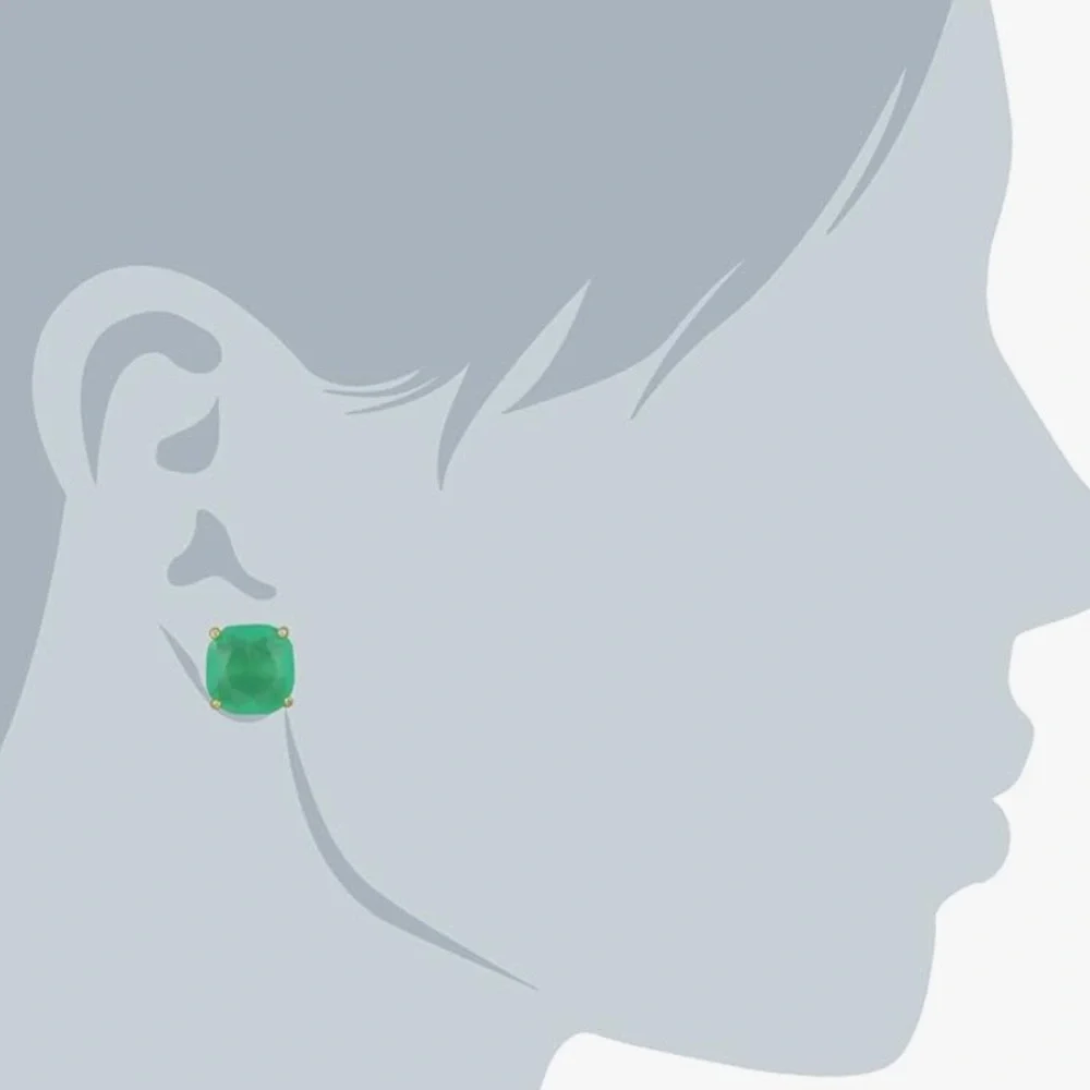 KATE SPADE NEW YORK ♠️ LIGHT BLUE & GRAY GLITTER SQUARE EARRINGS - Picture 5 of 5